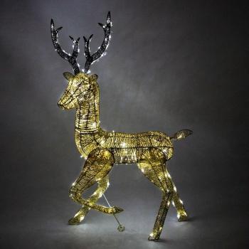 Adorno Navideño Reno Dorado Iluminado 1,2m con 200 Luces