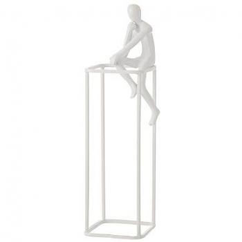 Figurina moderna en cubo de aluminio blanco 10x10x36 cm