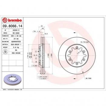 BREMBO 09.8066.14 Disco de travão