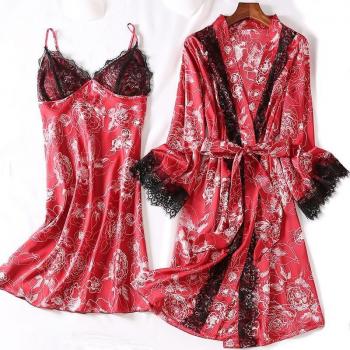 Bata de Lujo con Kimono de Encaje