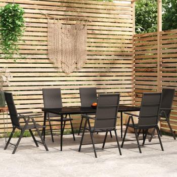 Set gastronómico jardín VIDAXL 7 piezas en negro