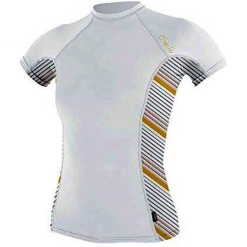 O'Neill Womens Short Sleeve Rash Vest Top 5405S – Weiß, Mika Material – QuickDry – Performance Fit