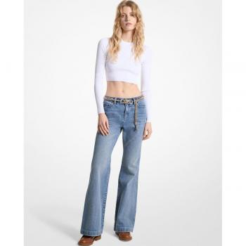 Michael Kors Women's High-Waisted Flared Jeans, Blue, Size M