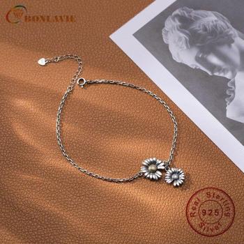 S925 Sterling Silber Gänseblümchen Fußkette von BONLAVIE