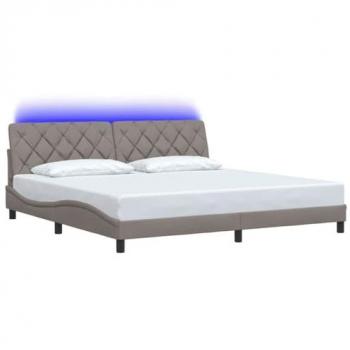 Cadre de chambre LED taupe, dimensions 200x200 cm, sans matelas