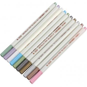 Sta – Feutres métalliques de calligraphie pour papier noir, pointe fine ronde, couleurs brillantes, adaptés pour tissu, verre et céramique