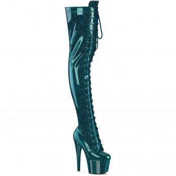 Pleaser ADORE-3020GP Damen Fashion Stiefel Blau EU 43