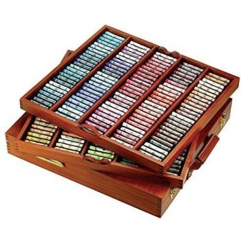 Ensemble de 250 pastels à l'huile Sennelier avec étui en bois