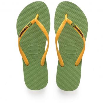 Havaianas Damen Slim Brasil Logo Zehentrenner, Grün, 41/42