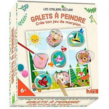 Galets A Peindre Cree Ton Jeu De Morpion: Avec 9 Galets, 1 Plateau De Jeu, 1 Planche De Transfert, 2 Godets De Peinture, 1 Pinceau Et 1 Bâtonnet En Bois