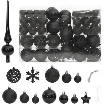 VidaXL 111-tlg. Weihnachtskugel-Set in Schwarz