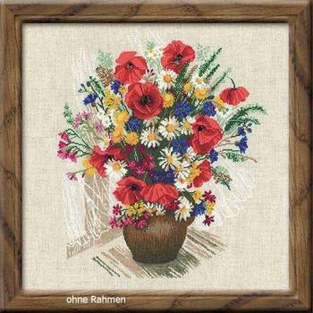 Riolis Kreuzstich-Set: Mohnblüten und Wiesenblumen