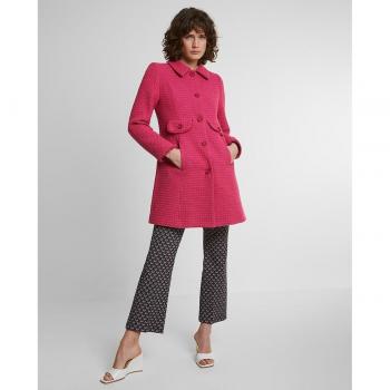 Trucco Tweed Midi: Abrigo femenino de manga larga y botonadura frontal