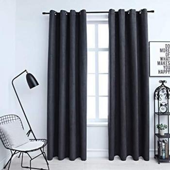 VidaXL Thermal Curtains with Metal Rings 2 pcs Anthracite 140x175 cm