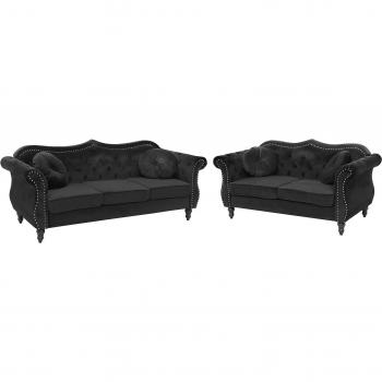 Set divano Glam Velluto Nero 2 e 3 posti