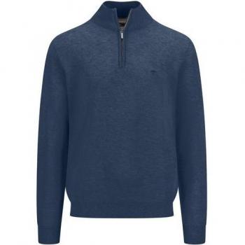 XL Fynch Hatton Troyer-Zip Structured Sweater – Navy