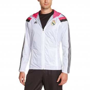 Real Madrid Anthem by Adidas – Men’s XL Jacket (White/Black/Blast Pink)