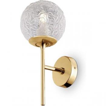 Applique Mod. Ligero, Materiale Ottone, Un'Unica Sorgente di Illuminazione, Copertura in Vetro Bianco