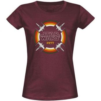 Star Wars X‑Wing 77 T-Shirt – Burgunder – Damen – Größe S