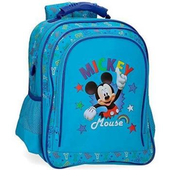 Mochila Escolar Mickey Mouse, Estrellas, Dos Compartimentos, 29 x 38 x 16 cm