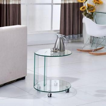 Vetro Temperato Salice Ovale con Ruote – Tavolino