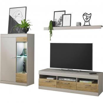 INOSIGN Wohnwand SCARA, 3 Elemente, Zinneiche Dekor