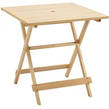 Table de jardin camping pliable en bois pré-huilé avec trou pour parasol