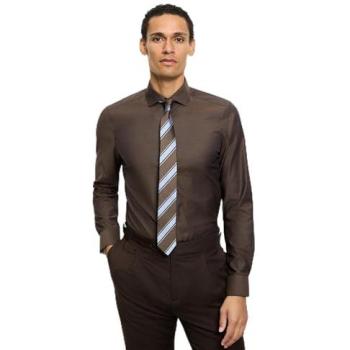 OLYMP Langarmhemd „Level 5“ – Herren, N‑Größe, Braun, Body‑Fit