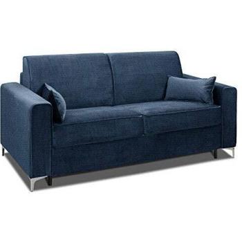 Canapé ConvertiExpress Jackson 160 cm Lattes Tweed Bleu Matelas 16 cm