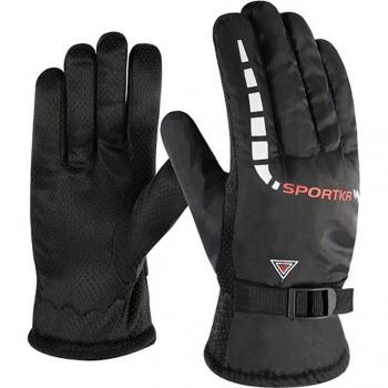 Men's Adjustable Buckle Ski Fleece Gloves
