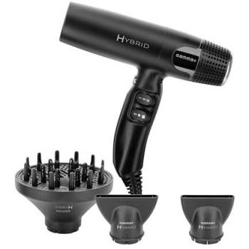 GammaPiù Hybrid Asciugacapelli Professionale 1800 W Nero con Motore Digitale e Tecnologia Ionica