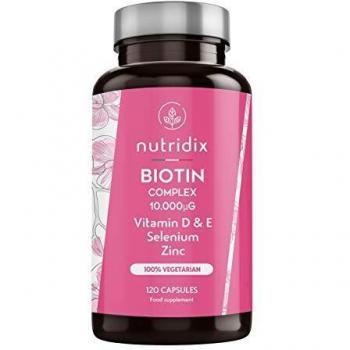 Nutridix Biotina Ultra 10k – Benessere Capelli & Unghie – Con Zinco, Selenio, Vit D&E – 120 Capsule