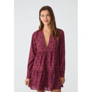 Burgundy Stradivarius Short Flowing Dress S