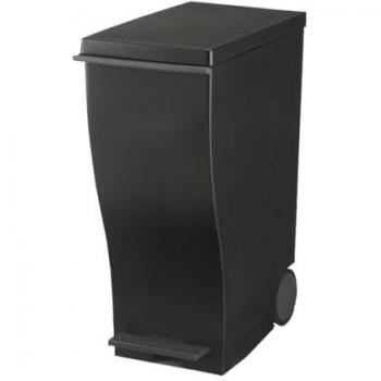 Black Kcud 33L Pedal Waste Container with Casters and Lid