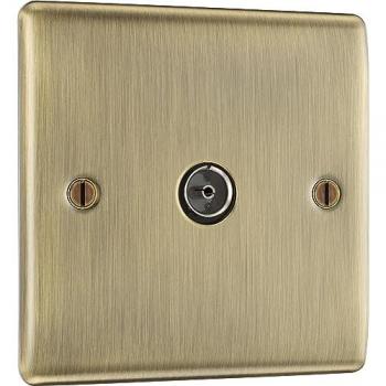 Nexus Antique Brass Coaxial TV/FM Socket – 60‑01