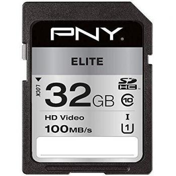 PNY Elite (SDHC, 32 GB, U1, UHS-I), Speicherkarte, Schwarz