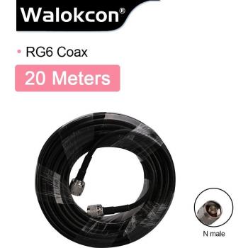 20m Low Loss RG6 5D Coaxial Cable 50ohm N Male to N Male Connector