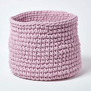 Panier Rond en Tricot Rose Pastel 42 cm