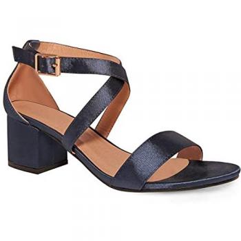 Amber Strappy Mid High Block Heels Peep Toe