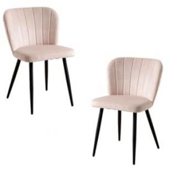 Pack 2 Sillas de Comedor Terciopelo Beige
