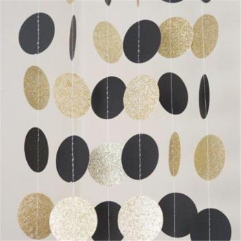 10 FT Black Gold Glitter Circle Polka Dot Decor