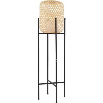 Lampe sur pied Adebi, LED, noir, bambou, Ø32,5cm