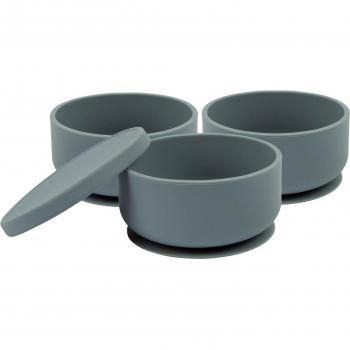 Silicone Baby Bowls with Suction and Lid Set of 3