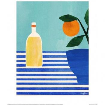 Henry Rivers Zesty Orange Artwork 40cm x Blue/White