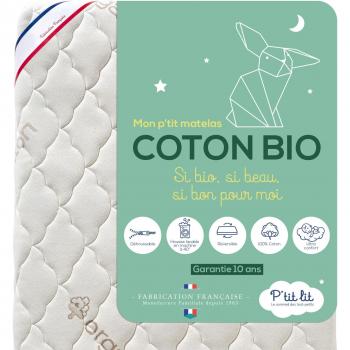 P'tit Lit Matelas Bébé 60×120×10 cm – Sans Traitement Chimique – Oeko-Tex®