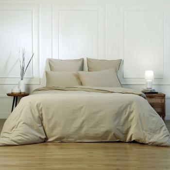 Parure Febronie en coton lavé sable 155x220 avec taie 80x80