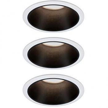 Set de 3 focos empotrables LED Paulmann Cole 6,5W Dimmables 2700K Negro/Blanco Matt IP44