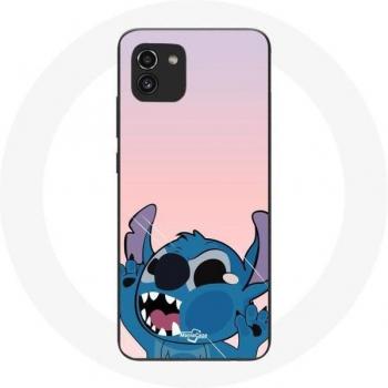 Coque Samsung Galaxy A03 fond rose Stitch le Nez en l'air