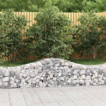 Set of 8 Arched Gabion Baskets 200x50x40/60 cm Galvanised Iron