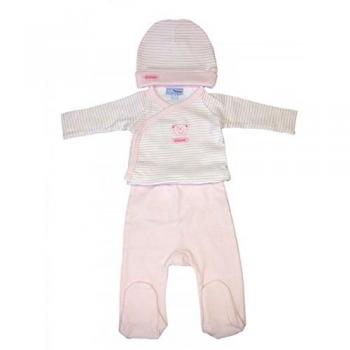 Completo 3pz t-shirt incrociatino ghettina e cappellino per bimba neonato Yatsi rosa 3 m